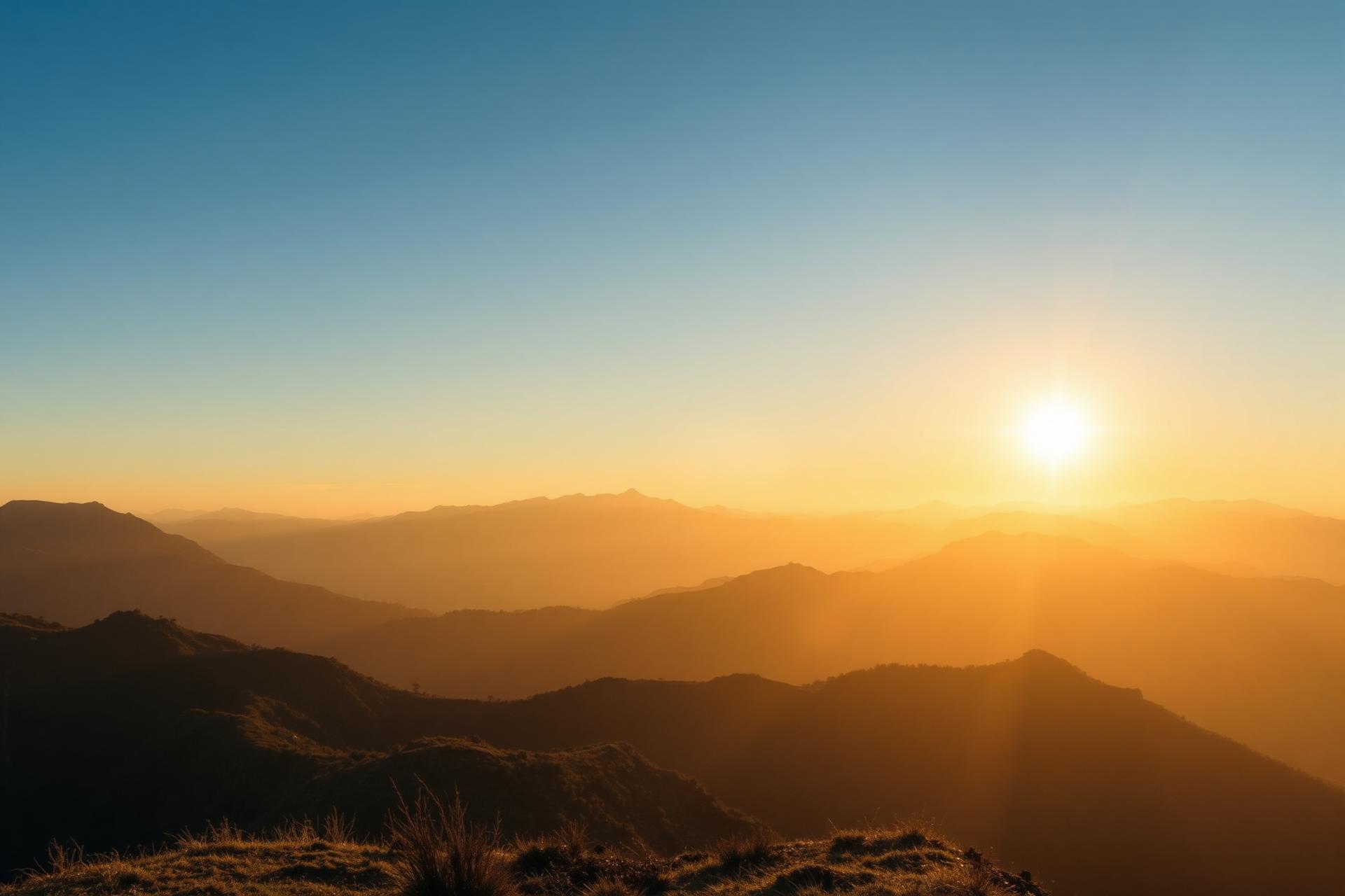 Nascer do sol sobre montanhas em camadas